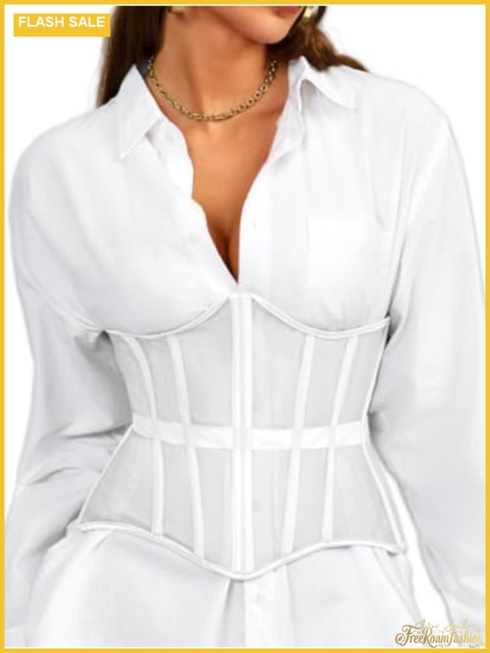 Underbust Corset Belt Mesh Lace-Up Boned Waist Cincher Shapewear Women